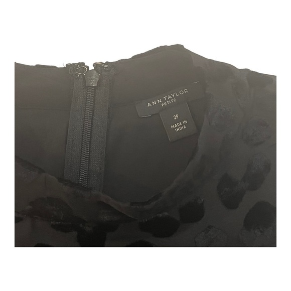 Ann Taylor Velvet Cheetah Mock Neck Mini Dress Black 2 Petite - Picture 6 of 11